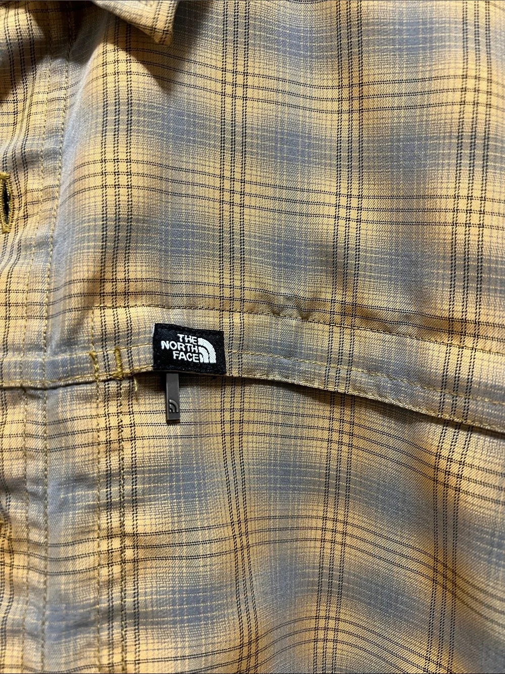 The North Face Mustard and Gray Plaid Button-Up Shirt